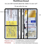 Leather Car Registration and Insurance Card Holder, Car Document Holder for Cards License with Magnetic Shut (Black, large)