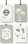 Sage Green Coastal Car Air Freshener 4 Pcs Coconut Scented, Nautical Bikini Cowgirl Car Accessories Mirror Decor for Women, Girly Beachy Hanging Air Freshener for Cars Closet Drawer Books