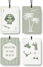 Sage Green Coastal Car Air Freshener 4 Pcs Coconut Scented, Nautical Bikini Cowgirl Car Accessories Mirror Decor for Women, Girly Beachy Hanging Air Freshener for Cars Closet Drawer Books