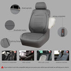 Piping Faux Leather Car Seat Cover Full Set,Grey Breathable Leather Seat Covers for Cars, Airbag Compatible,Universal Fit for SUVs,Van,Sedans,Small Trucks (Full Set, All Gray)