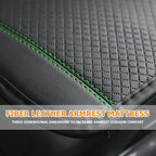 Car Armrest Storage Box Mat, Fiber Leather Car Center Console Cover, Car Armrest Seat Box Cover Accessories Interior Protection for Most Vehicle, SUV, Truck, Car (Black/Green)