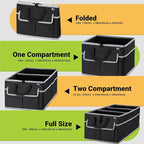 Trunk Organizer for Car, SUV Trunk Organizer, 12 Pockets, Non-Slip Bottom, Sturdy Oxford Car Organizer for Sedans, Van, Jeep, Grocery, Large 3 Compartments, Black Gray, 32"×13"×10.6"