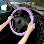 Bling Steering Wheel Cover – Purple Diamond Design, Universal Fit 14.5-15 Inch, Microfiber Leather, Anti-Slip & Breathable Design for Men and Women