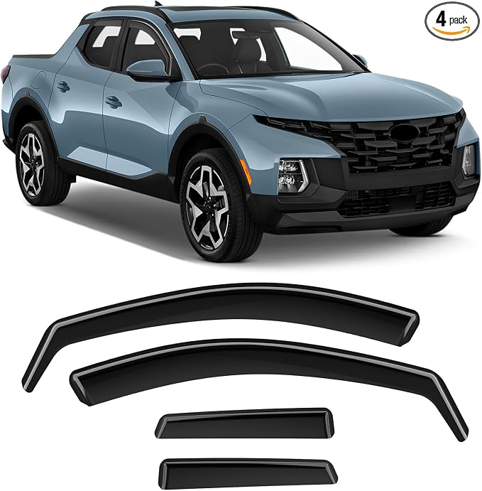 in-Channel Rain Guards Compatible with Hyundai Santa Cruz 2022 2023 2024 2025 2026, Durable Side Window Deflectors Sun Wind Deflector 2022-2026 Santa Cruz Rain Guard Black 4PCS