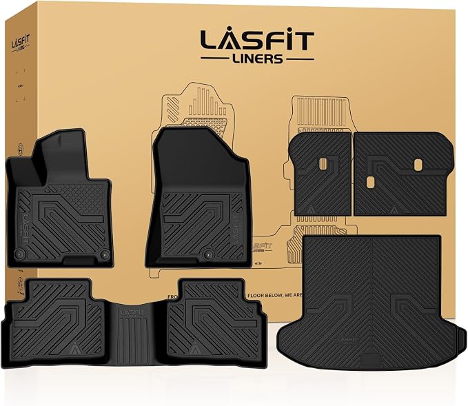 Floor & Cargo & Seatback Mats for Kia Sportage Gas 2026 2025 2024 2023 (Not Fit Hybrid), All Weather TPE Custom Fit Floor Liners with Full Set Car Mats & Trunk Mats Accessories, Black
