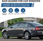 4pcs Front+Rear Smoke Tint Sun/Rain Guard Outside Mount Tape-On Vent Window Visors Compatible with 10-15 Cruze 16 Cruze Limited