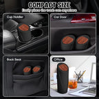 Car Trash Bin with Lid-2 Pack Car Garbage Can Cup Holder-Mini Leakproof Vehicle Garbage Can Bin with 40pcs Trash Bags-Automotive Organizers and Storage for Front Back Seat Accessories(Wood Grain Lid)