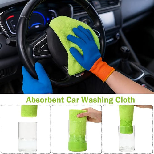 16 Pcs Car Microfiber Towels Buffing Drying Wash Cleaning Cloths Plush Large Towels Thick Care Polishing Detailing Waxing Scratch Proof Towel, 15.75 x 15.75 Inch (Light Green)