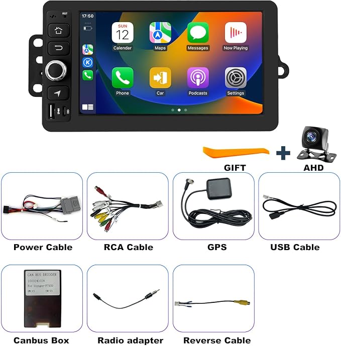 64G Upgrade Car Radio for Chevrolet Silverado 1500/2500/3500 2003-2006, GMC Sierra 1500/2500/3500 2003-2006, 7in Colorado Express Impala Stereo Touch Screen CarPlay Android Auto GPS FM Camera 5GWifi