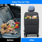 Back Seat Protector Car Kick Mats for Honda CRV CR-V SUV with 2 Pocket Storage Organizer, Waterproof Dirt Proof Faux Leather Back Seat Covers for Kids Automotive Accessories (1 Pair,Black)