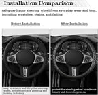 Car Leather Steering Wheel Cover - Carbon Fibre Material, Universal 14.5-15 Inch Leather Anti-Slip Breathable Auto Steering Wheel Covers for Men Women (3D Massage - Sports Black)