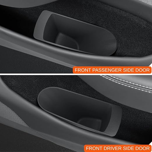 Front Door Trash Cans for 2026 Tesla Model Y Juniper Interior Accessories | Waterproof and Leak-proof Dustbin Garbage Organizer, Portable Small, Durable TPE, Easy to Clean Detachable - 2 Pack