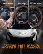 Car Steering Wheel Cover, Thin Anti-Skid Silicone Steering Wheel Cover for Men & Women, Universal Automotive Interior Accessories for Most Cars (Brown)