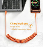 USB C to C Cable 3FT, 2Pack Coiled USB C Fast Charging Cable for CarPlay, iPhone USB-C Cable/Android Auto USB C Cord, USB Type-C Cable for iPhone 17/16/15/Pro Max/Plus/Galaxy S26 S25 and More-Orange