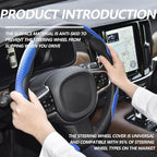 2pcs Universal Fit Carbon Fiber Steering Wheel Cover, Anti-Skid Steering Wheel Cover/Segmented Steering Wheel Protector/Car Interior Accessories (Blue)