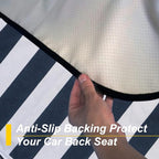 Back Seat Cover for Car Trucks Van SUV Jeep,Waterproof Rear Bench Towel Seat Covers for Dogs and Kids,Automotive Backseat Protector (Blue Stripe)