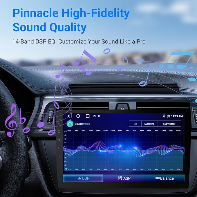 10.1 Inch Double DIN Car Stereo, Android 13 Radio with 4GB+64GB, Wireless Apple CarPlay & Android Auto, 720P Touchscreen, GPS, WiFi, Bluetooth 5.1, Backup Camera