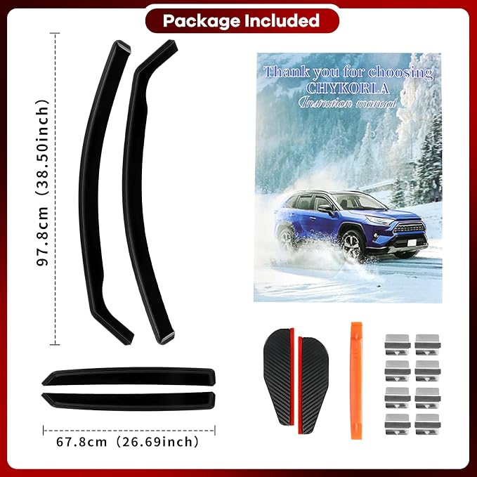 4PCS in-Channel Rain Guards Fit for Hyundai Elantra 2021 2022 2023 2024 2025 2026, Smoke Tinted Window Visors Wind Deflectors, Vent Shades Shiedlds with 2pcs Side Mirror Rain Visors