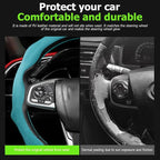 Mandark Car Steering Wheel Cover, Suede Sport Vehicle Steer Wheel Protector Fitting 15 Inch, Non-Slip Comfortable Automotive Interior Decoration Accessories, Universal for Most Cars (Blue)