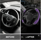 Leather Steering Wheel Cover - Made with PVC Leather - Anti-Slip, Universal Fit 14 1/2 inches to 15 1/2 inches - Purple