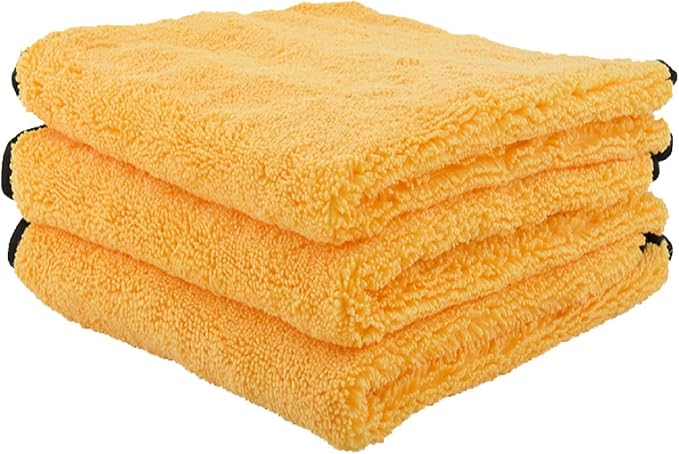 Professional Grade Premium Microfiber Towels for Cars, Gold, 16" x 16", Ultra-Soft and Scratch-Free Car Detailing Cloths for Trucks, Motorcycles, and More - 3 Pack