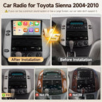 Car Stereo for Toyota Sienna 2004 2005 2006 2007 2008 2009 2010 Linux Fast Boot Wireless CarPlay and Android Auto, 9 inch Touch Screen for Toyota Sienna Bluetooth FM 1280P Backup Camera SWC