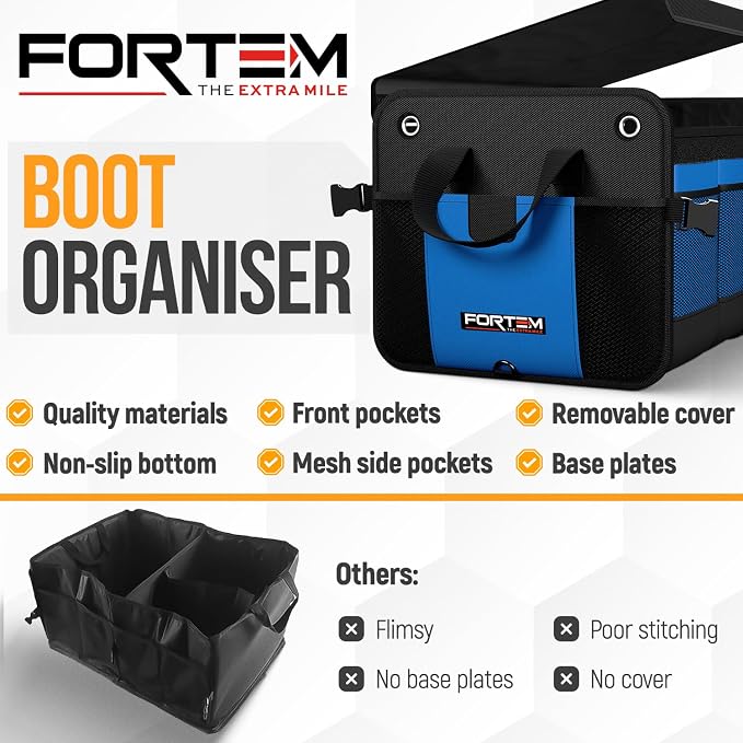 Trunk Organizer For SUV Car Organizer and Storage, Multi-Compartment Storage Bag Car Accessories for Women Men, Perfect Christmas Gifts, 1680D Oxford, Non Slip Bottom, Straps, Soft Cover (50L)