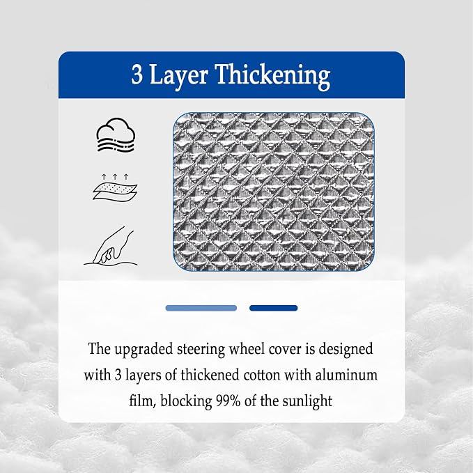 Car Steering Wheel Cover Sun Shade,Aluminum Film Car Wheel Cover for Thermal Insulation & Cooling,3-Layer Thickened Steeringwheel Covers Fits 15.75" Diameter Cars Steering Wheels (Aluminum Foil)