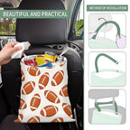 Cute Car Trash Can, Hanging Canvas Car Back Seat Organizer and Storage Bag, Funny Car Trash Bag for Travelling, Outdoor Cute Football Pattern