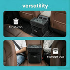 Car Trash Can with Odor-Trapping Lid & 100% Leakproof Liner, Multipurpose Hanging Organizer for SUV & Truck, Keep Vehicles Clean on Family Road Trips
