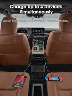 Dual Retractable Car Charger USB C, 145W Fast Charging Type C Car Charger with Retractable Cable, Compatible with iPhone 17/16/15/Air, Samsung S25/24/23/22, Pixel 9/8/7 - Grey