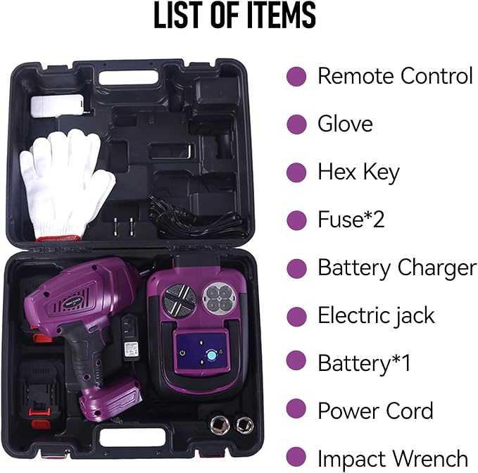 Cordless Electric Hydraulic Car Jack Kit with Impact Wrench, Remote Control 5 Ton 12V for SUV Sedans Tire Change with LED Light
