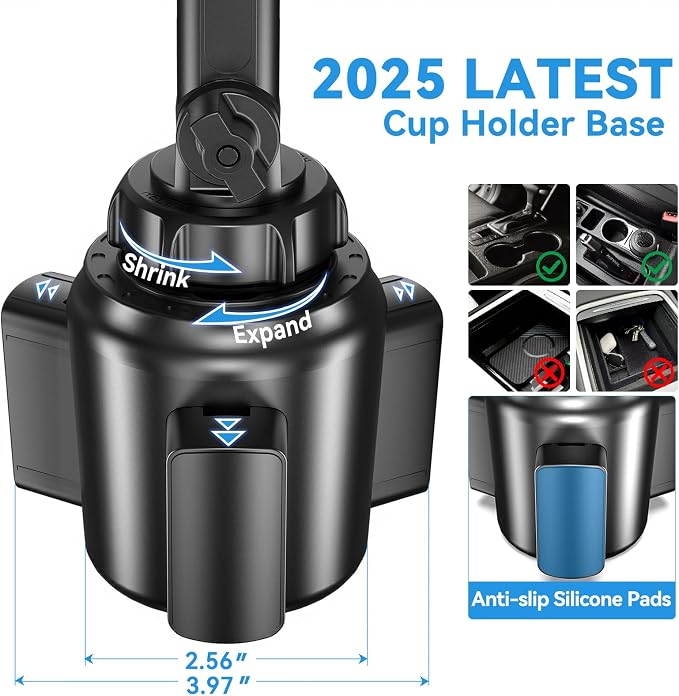 for Magsafe Car Mount Charger, 15W Fast Charging Cup Holder Phone Holder Wireless Magnetic Charger with Heat Dissipation System Only Fit iPhone 16/15/14/13/12 Series