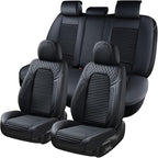 Coverado Car Seat Covers, Waterproof Nappa Leather Seat Cushion for Cars 5 Seats, Front and Rear Automotive Seat Cover Car Accessories, Universal Fit for Most Cars SUV Trucks, Full Set, Black