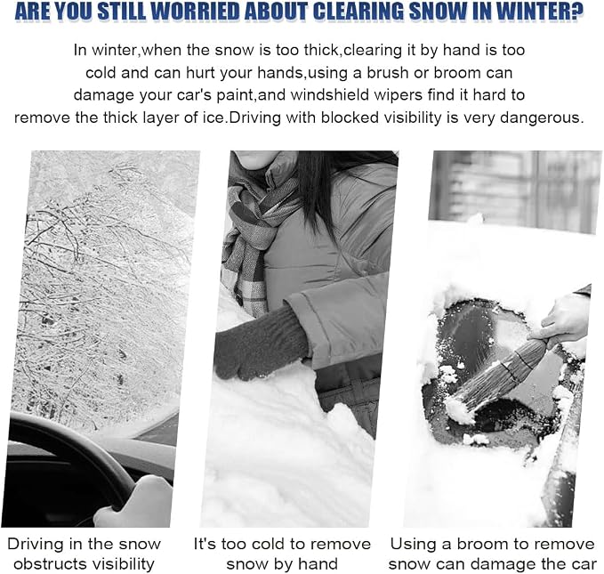 3 in 1 Snow Brush and Ice Scrapers for Car Windshield, 28" No-Scratch Automotive Window Cleaning Scraper with Ergonomic Grip, Detachable Winter Snow Removal Tool for Most Sedans(Blue)