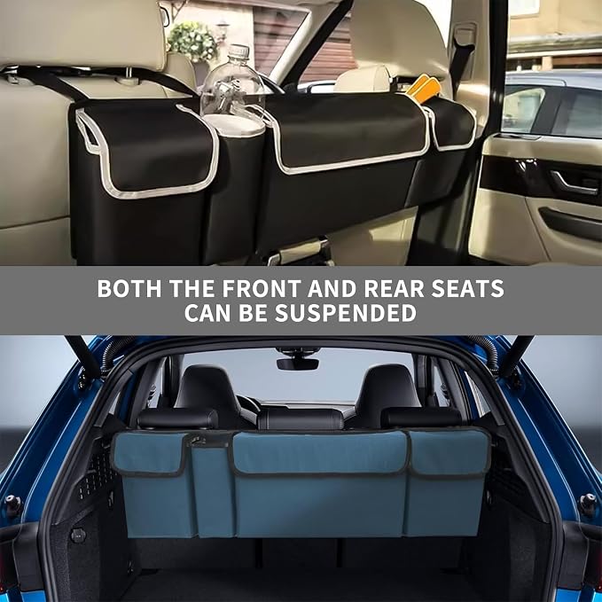 Car Trunk Organizer, Backseat Hanging Large Storage with Adjustable Straps,Waterproof PVC Collapsible Cargo Bag, Car Interior Accessories for Auto SUV MPV (Gray)