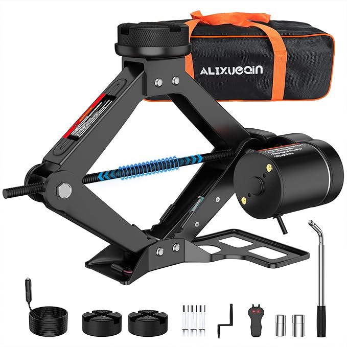 Electric Car Jack, 3 Ton Electric Scissor Jack for Car, SUV, MPV, Truck | Alloy Steel Heavy Duty Jack, Efficient Motor for Rapid Lifting, Portable Garage Tire Change Kit, Outdoor Car Emergency Kit