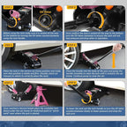 2 Ton Floor Jack with Jack Stands, Heavy Duty Steel Hydraulic Racing Floor Jack with Single Piston Quick Lift Pump, Hydraulic Trolley Service Car Jack, Pink