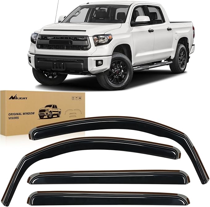 in-Channel Rain Guards for Toyota Tundra Crew Max 2007 2008 2009 2010 2011 2012 2013 2014 2015 2016 2017 2018 2019 2020 2021, Vent Window Visors, Original Window Deflectors-4PCS