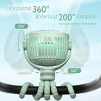 8000mAh Portable Stroller Fan, 27H Ultra-long Battery Life Detachable 4 Speed 360°Rotate LED Night Light with 2 Modes, USB Rechargeable Handheld Cooling Fan for Travel/Car Seat/Bedroom