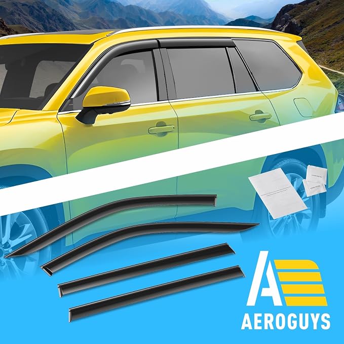 Extra Durable Window Deflectors Tape-On Window Visors Rain Guards Fit for Toyota Grand Highlander 2024-2026, Sun Visors, Wind Vent for Shades, Exterior Car Accessories - 4pcs. AG0879