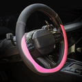Microfiber Leather Steering Wheel Cover Large-Size for F150 F250 F350 Ram 4Runner Tacoma Tundra Range Rover Model S X with 15 1/2 inches-16 inches Outer Diameter Pink