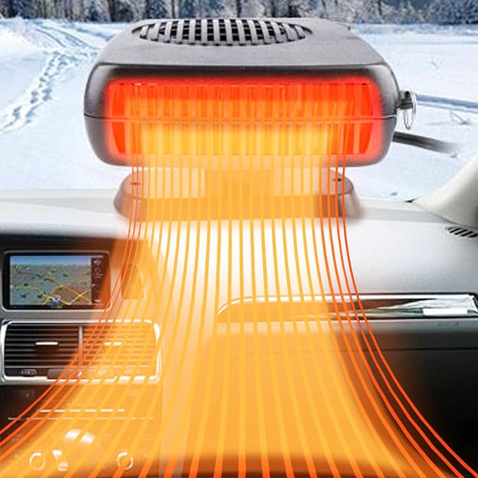 Car Heater,12V 200W Portable Car Heater that Plugs into Cigarette Lighter,Defroster for Car Windshield,2 in 1 Heating & Cooling Fans,with Hidden Handle Car Heaters for Vehicle