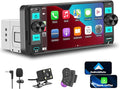 Single Din Car Stereo – Dual Knob Touchscreen Radio with Wireless Apple CarPlay & Android Auto Upgrade Your Classic Car with Easy Installation, Backup Camera Ready, Bluetooth, GPS, FM/AM, USB, EQ