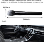 Car Detailing Brush, Curved Soft Bristles Auto Removal Dust Collectors, Universal Vehicle Dashboard, Air Conditioner Vents etc Interior Cleaning Tool Accessory (Long-Black/White)