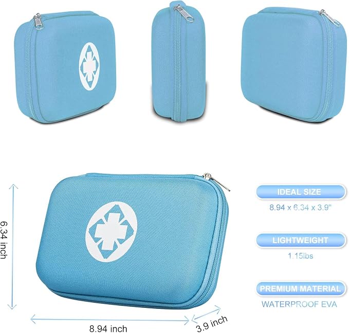 276PCS Small Travel First Aid Kit Supplies for Business, First Aid Kits Backpacking Essentials Items Trauma First Aid Survival Kits for Home Outdoor Adventure, Blue
