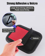 Reusable Adhesive Small Car Seat Side Pocket Organizer, No Residue Removable PU Leather Car Storage bag, Universal Vehicle Door & Console Pouch for Phone Keys Wallet etc, Black