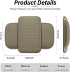 Car Center Console Cover, Upgraded Leather Car Armrest Cushion with 2 Storage Pockets, Universal Waterproof Cushion Pad, Non-Slip Car Interior Accessories, Fits Most Sedans SUVs Trucks (Beige)