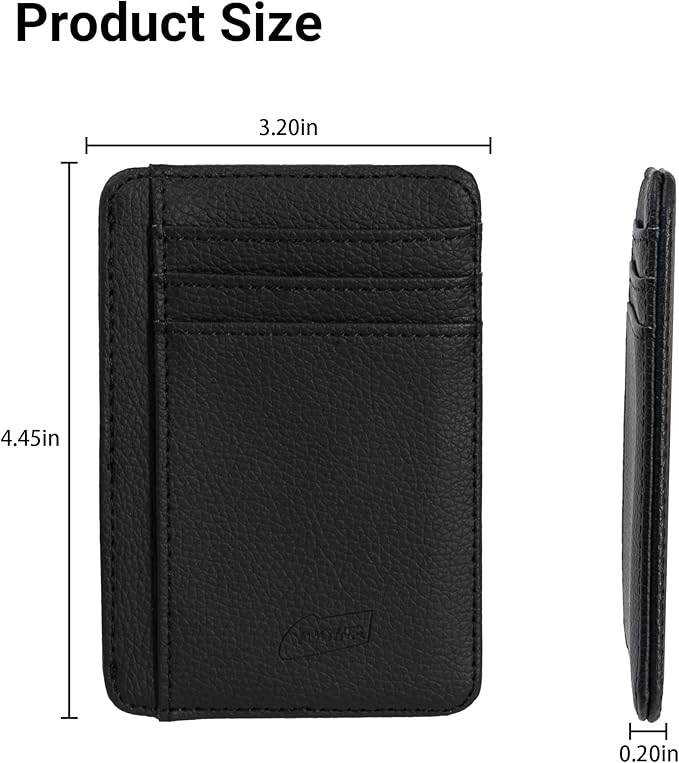 Magnetic Card Holder for Vehicle - Minimalist Leather RFID Blocking Credit Card Holder - Travel Wallets for Car Visor Organizer (Black)