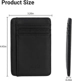 Magnetic Card Holder for Vehicle - Minimalist Leather RFID Blocking Credit Card Holder - Travel Wallets for Car Visor Organizer (Black)
